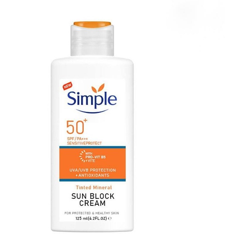 IMG_4240 سیمپل ضد آفتاب مینرال رنگی حاوی ویتامین B5 و آنتیاکسیدان مدل (Simple Tinted Mineral Sun Block Cream)حجم 125میل - تصویر 1