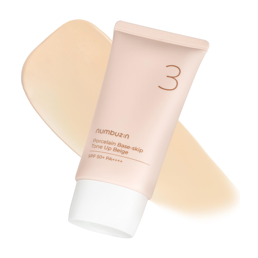Numbuzin-No.3-Porcelain-Base-skip-Tone-Up-Beige-1 نامبوزین ضد آفتاب و تون آپ رنگی شماره ۳مدل (numbuzin No. 3 Porcelain Base-skip Tone Up Beige)حجم50میل - تصویر 1
