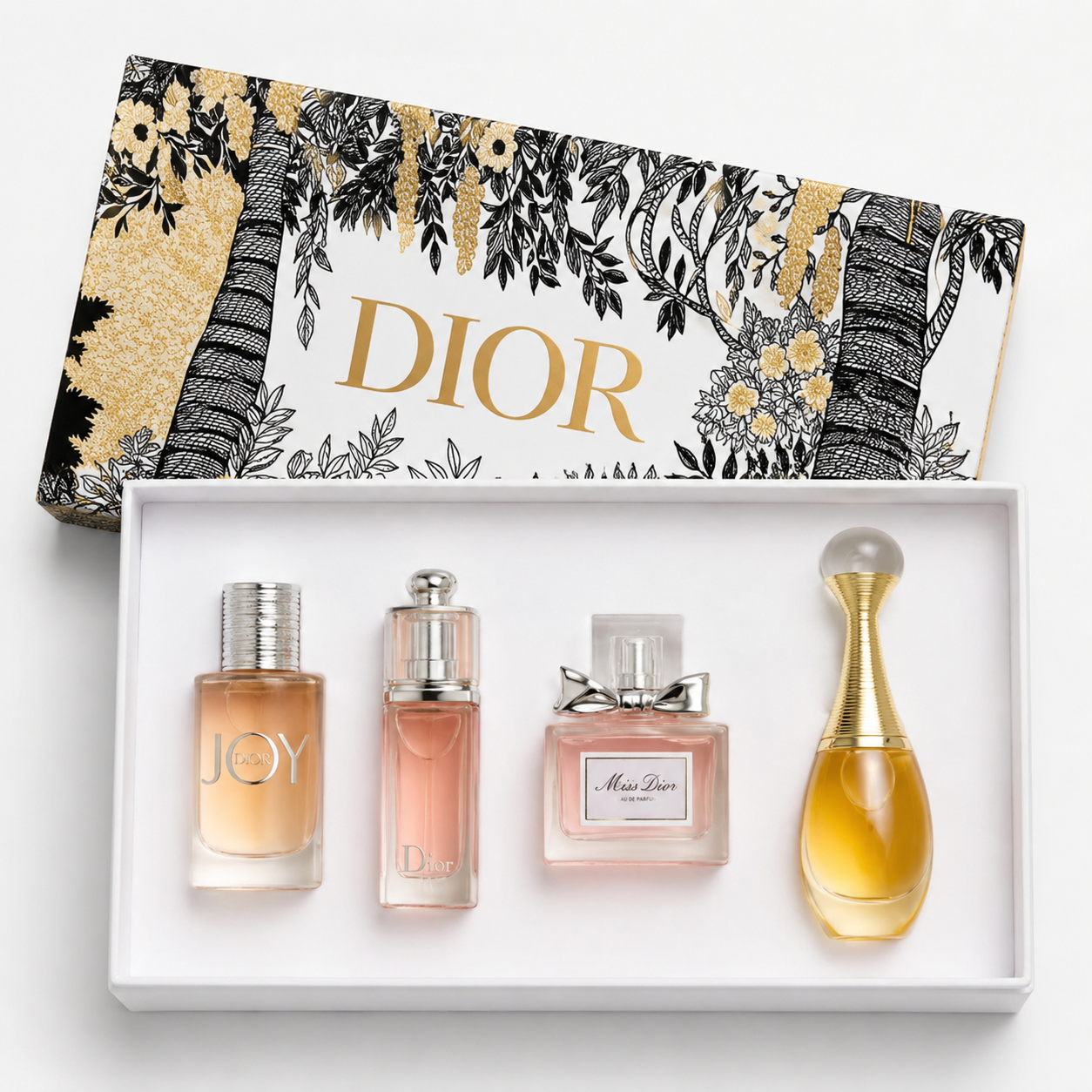 26296ddf-99cd-4d06-8d03-3626226214e5 ست هدیه ۴ عددی عطر زنانه دیور (Dior) مدل Miniature Collection – شامل J’adore، Miss Dior، Joy و Dior Addict - تصویر 1