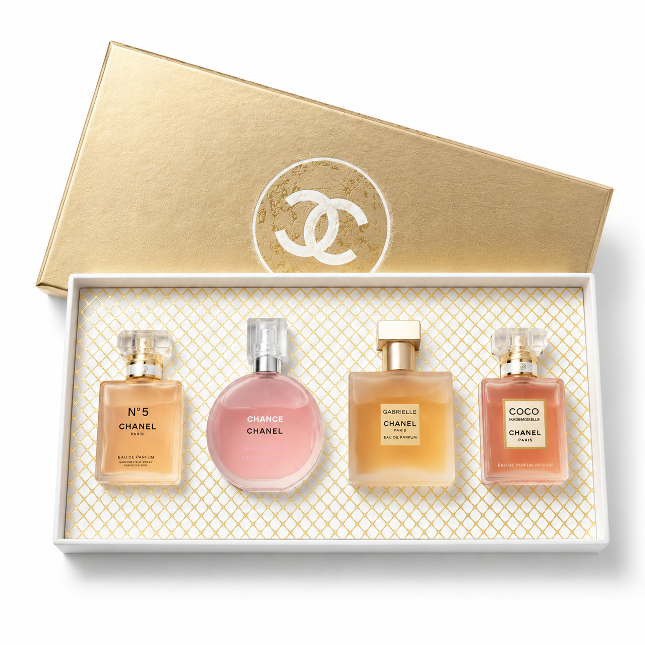 2862a346-a122-4824-8d6d-bce3ed609928 ست هدیه ۴ عددی عطرهای لوکس زنانه شنل (Chanel Discovery Set for Women) - تصویر 1