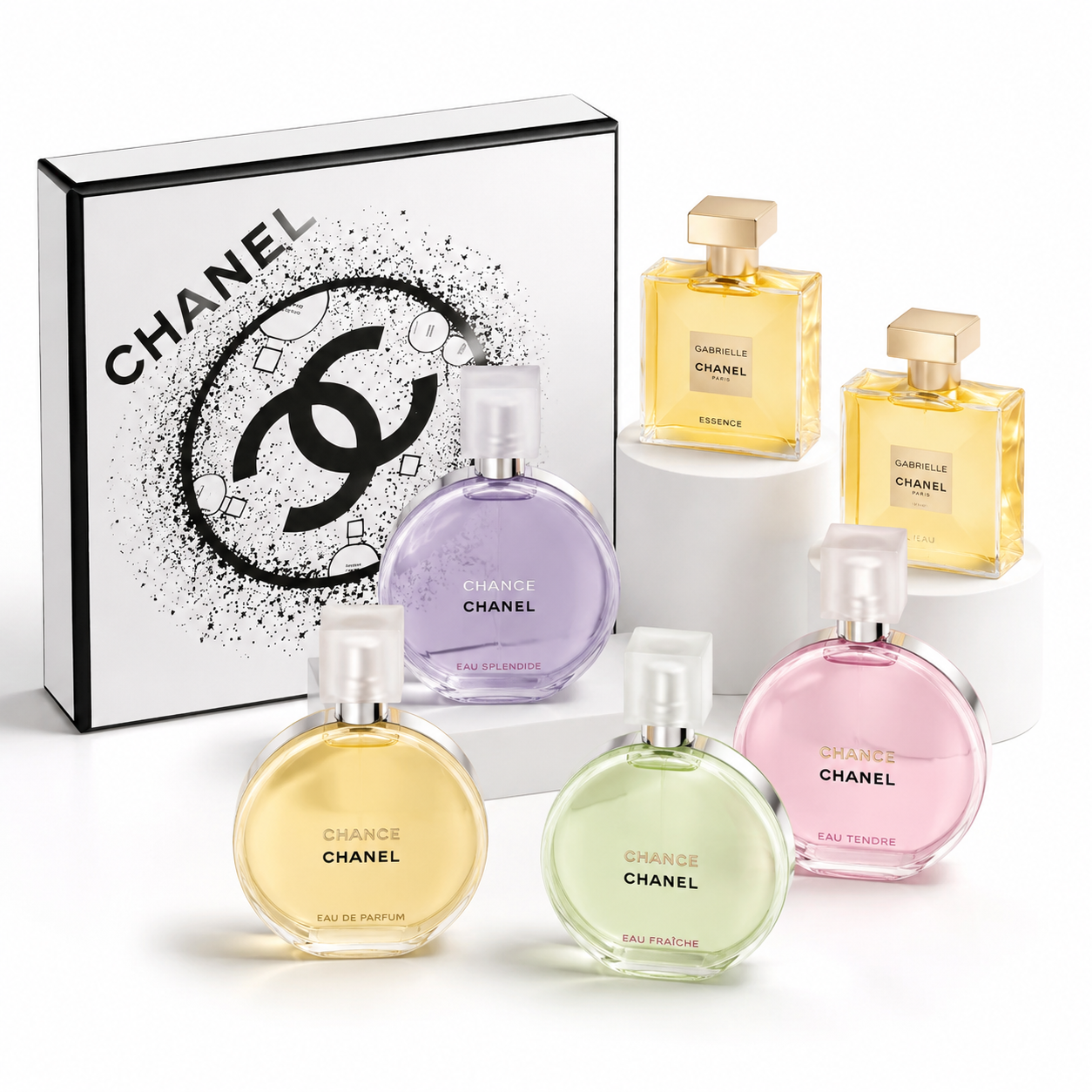37d2619b-1aa7-4d0f-9d3a-c563592eb84f ست ۶ عددی عطر زنانه شنل (Chanel) مدل Discovery Set – کالکشن محبوب Chance و Gabrielle با باکس اختصاصی - تصویر 1