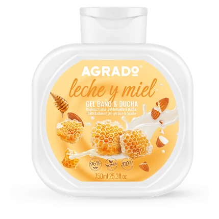 45 ژل استحمام آگرادو (Agrado) مدل شیر و عسل (Leche y Miel)(750میل) - تصویر 1