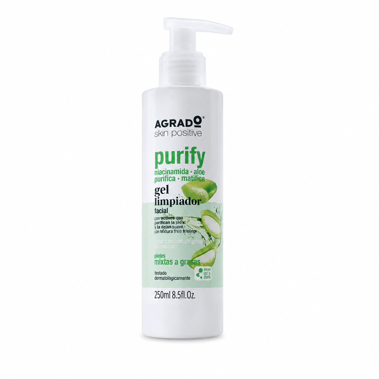 54 ژل شستشوی250 میل صورت نیاسینامید و آلوئهورا آگرادو مدل Purify (250میل) - تصویر 1