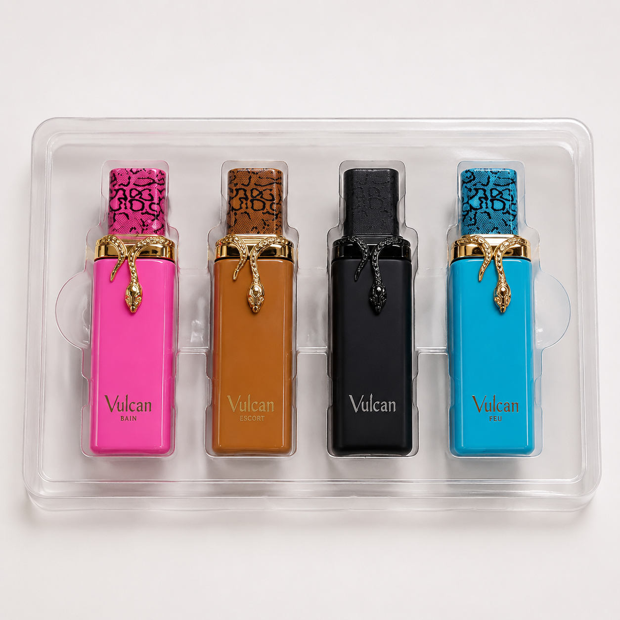 84906784-5d80-41a3-89ea-a7ffd2eddb2d ست ۴ عددی عطر زنانه و مردانه ولکان (Vulcan) مدل Snake Edition – پک هدیه لوکس - تصویر 1