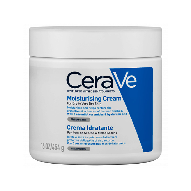 CeraVe-Moisturizing-Cream-Dry-to-Very-Dry-Skin سراوی کرم مرطوب کننده و ابرسان پوست خیلی خشک مدل(CeraVe Moisturising Cream For Dry to Very Dry Skin / 16 oz / 454g)حجم454گرم. - تصویر 1