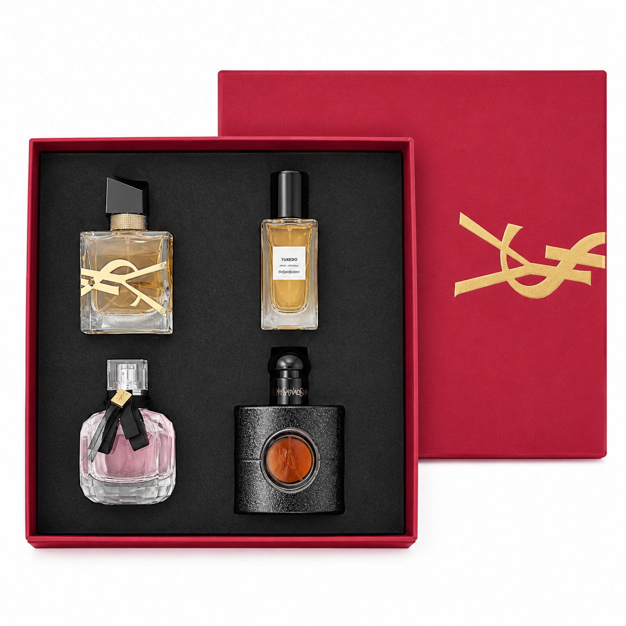 b38a2ceb-0971-4a3b-91bb-9550fd917c04 ست ۴ عددی عطر ایو سن لوران (YSL) مدل Luxury Gift Set – شامل Libre، Black Opium، Mon Paris و Tuxedo - تصویر 1