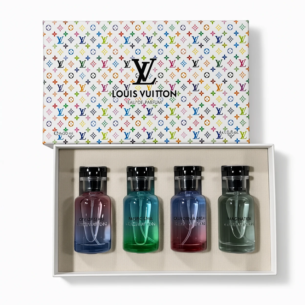 پک کادویی عطر و ادکلن ۴ عددی لویی ویتون . پک کادویی عطر و ادکلن ۴ عددی لویی ویتون حجم ۴ در ۳۰ میلیلیتر (Louis Vuitton Gift Set) - تصویر 1